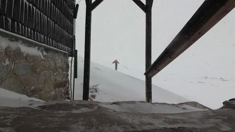 Snowfall in the Mountains Mountain Hut Slovakia Stock Footage 101574155