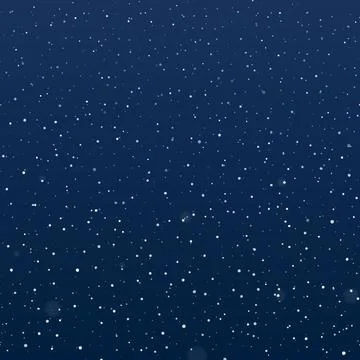 Snowfall at night. Falling snowflakes on dark background. Galaxy stars on night Stock Illustration