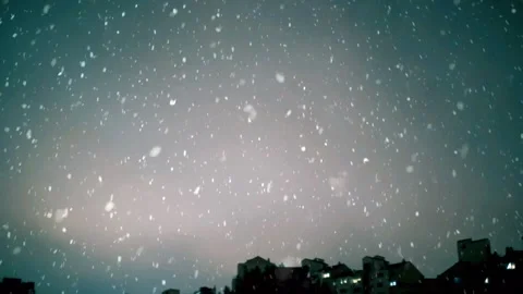 Snowfall in Night Sky with Falling Snowflakes Stock Footage 325335729