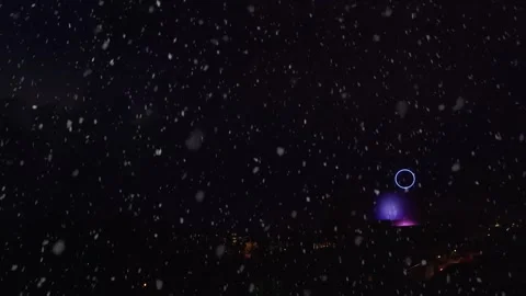 Snowfall in Night Sky with Falling Snowflakes Stock Footage 325335918