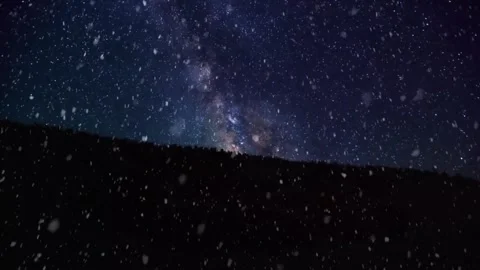 Snowfall in Night Sky with Falling Snowflakes Stock Footage 325336059
