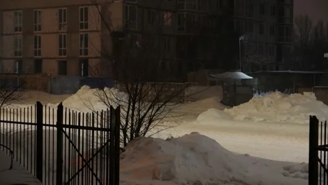 Snowfall On The Night Street Stock Footage 148519424
