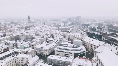 Snowfall on old city Stock Footage 226943189