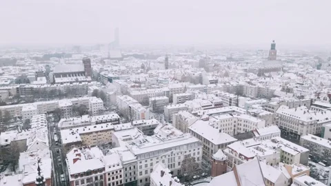 Snowfall on old city of wroclaw Stock Footage 226943119
