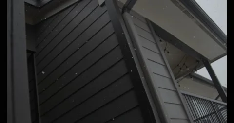 Snowfall Outside Building Video stock 147160234