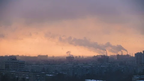 Snowfall over the urban area Stock Footage 86213772