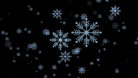 Snowfall overlay, black background - winter, slowly falling snow 4K Stock Footage 256126207