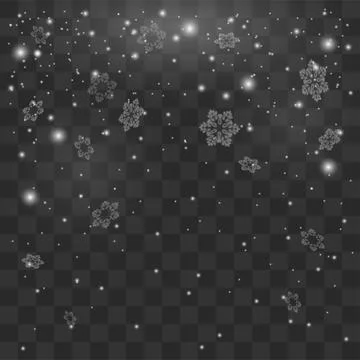 Snowfall overlay isolated in black background abstract.Blizzard, Falling sn.. Illustrazione stock