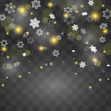 Snowfall overlay isolated in black background abstract.Blizzard, Falling sn.. Illustrazione stock