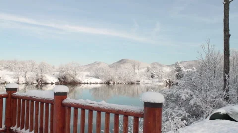 Snowfall from the Porch Stock Footage 44561858