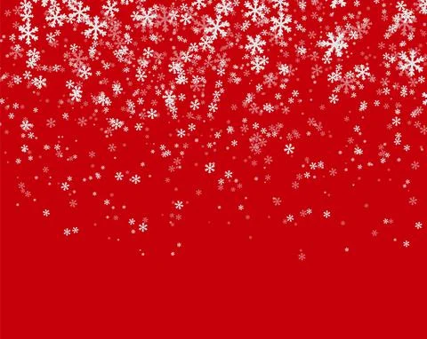 Snowfall on red background Stock Illustration