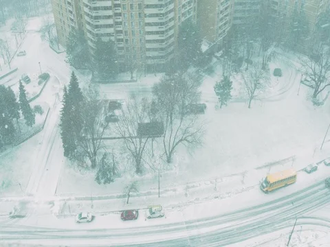 Snowfall in a residential area. Stock Footage 84562847