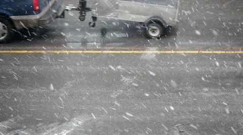 Snowfall on road Video stock 1086179