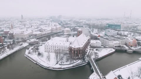 Snowfall on roman catholic parish Stock Footage 226943141