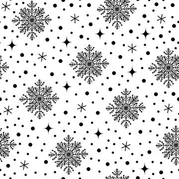 Snowfall seamless vector pattern. Hand-drawn seasonal concept Stock Illustration