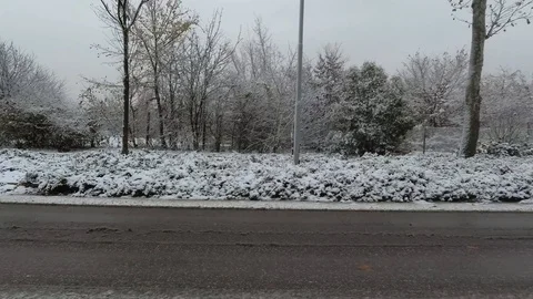 Snowfall seen from a car Stock Footage 121755000