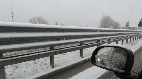 Snowfall seen from a car Stock Footage 121755051