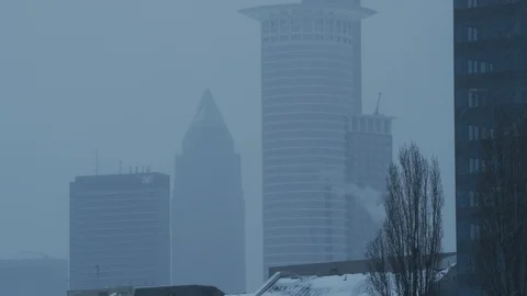 Snowfall - Snow falling on a Winter Day in the City of Frankfurt Stock Footage 104233921