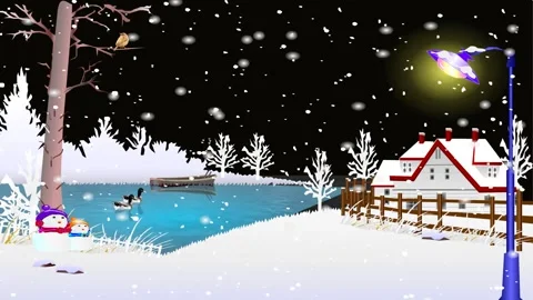 Snowfall, Snow house background and 2d a... | Stock Video | Pond5