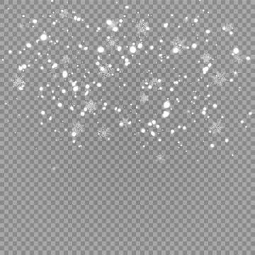 Snowfall, snowflakes in different shapes and forms. Snowflakes, snow background Stock Illustration