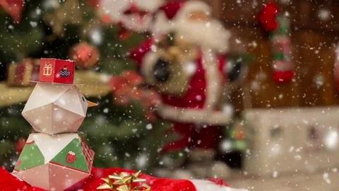 Snowfall with snowman Video stock 81578195