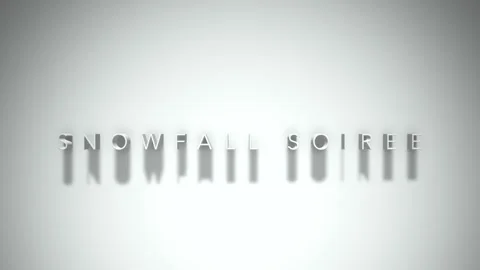 SNOWFALL SOIREE 3D title animation with shadows on a white background Stock Footage 296773629