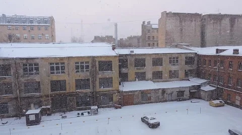 Snowfall in St. Petersburg Stock Footage 45430778