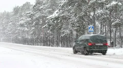 Snowfall on the street Stock Footage 10572832