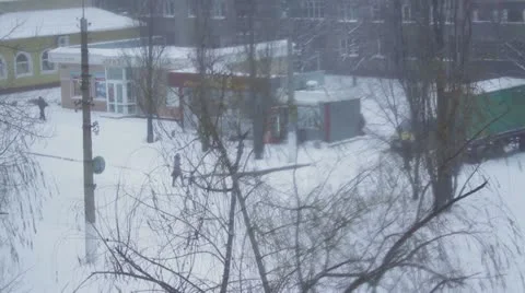 Snowfall street views Stock Footage 14808564