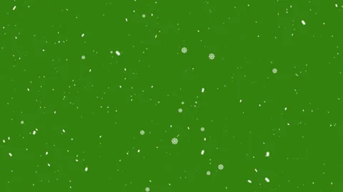 Snowfall with stylized snowflakes and particles drifting over green screen... Stock Footage 322647286