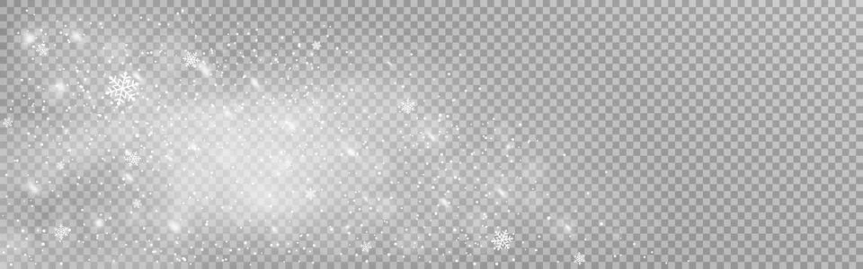 Snowfall texture with wind. Christmas background with snow flakes. Realistic Stock Illustration