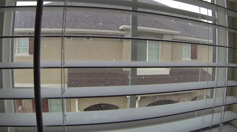 Snowfall Through The Window Stock Footage 34694330