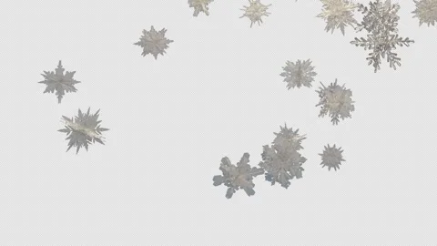 Snowfall with tiny Snow Crystals. Fast Transition, Slow Motion, Alpha Channel Stock Footage 343503267