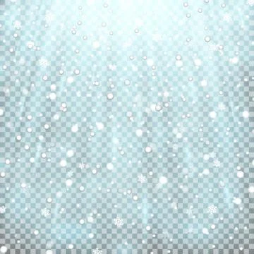 Snowfall on transparent background, aqua color Stock Illustration