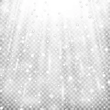 Snowfall on transparent background, white color Stock Illustration