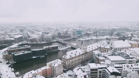 Snowfall on university of wroclaw Stock Footage 226942287