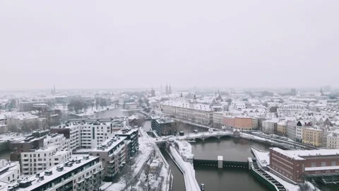 Snowfall on university of wroclaw Stock Footage 226942431