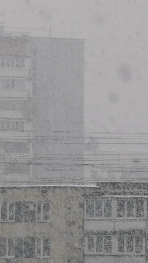 Snowfall In The Urban Area. Vertical Stock Footage 272176387