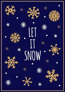 Snowfall vector illustration. Hand-drawn golden snowflakes Stock Illustration