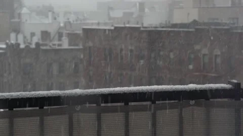 Snowfall view from balcony Video stock 265530312