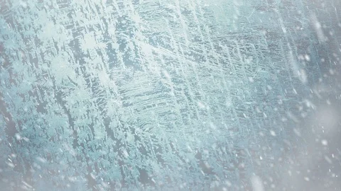 Snowfall at winter frozen glass Stock Footage 113681538
