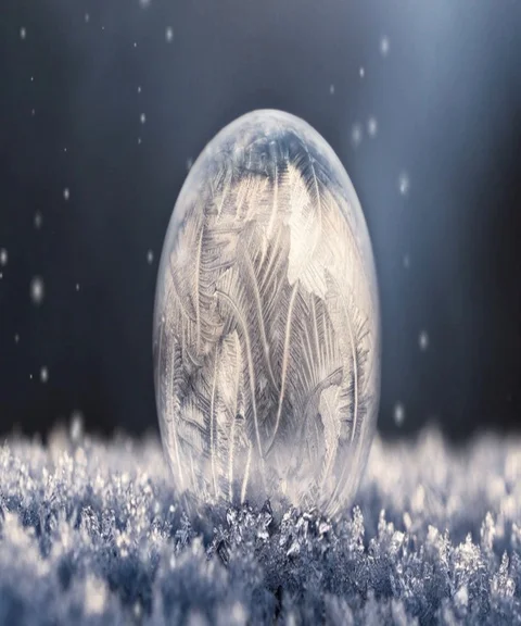 SnowFalling on Crystal ball -4k Stock Footage 102398626