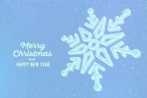 Snowflake. 3d snowflake on blue background. Graphic winter background. Merry  Stock Illustration