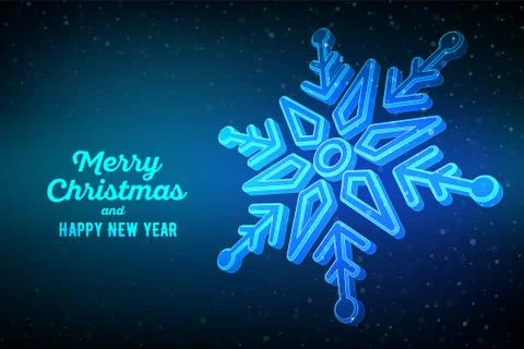 Snowflake. 3d snowflake on blue background. Graphic winter background. Merry  Stock Illustration