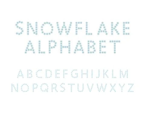 Snowflake alphabet. Simple line letters Stock Illustration