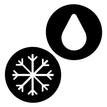 Snowflake and drop vector icon. Black and white snow and rain illustration Stock Illustration