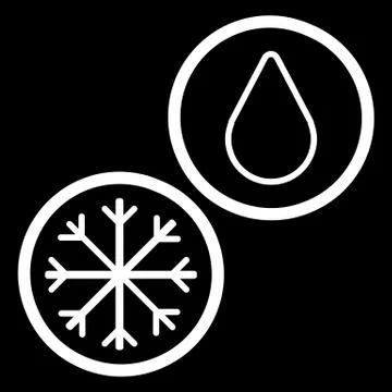 Snowflake and drop vector icon. Black and white snow and rain illustration Stock Illustration