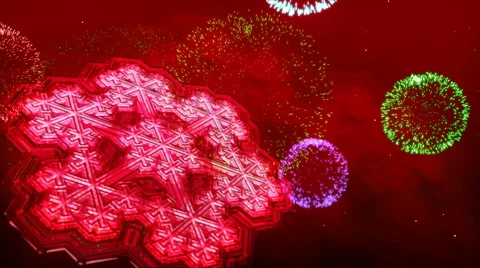Snowflake and fireworks Stock Footage 42948347