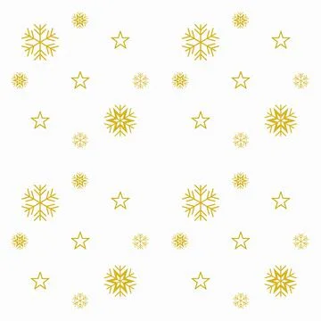 Snowflake and star seamless pattern on white background. Stock Illustration