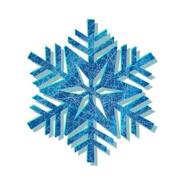 Snowflake blue logo with texture scratched with ice skates on white background Stock Illustration